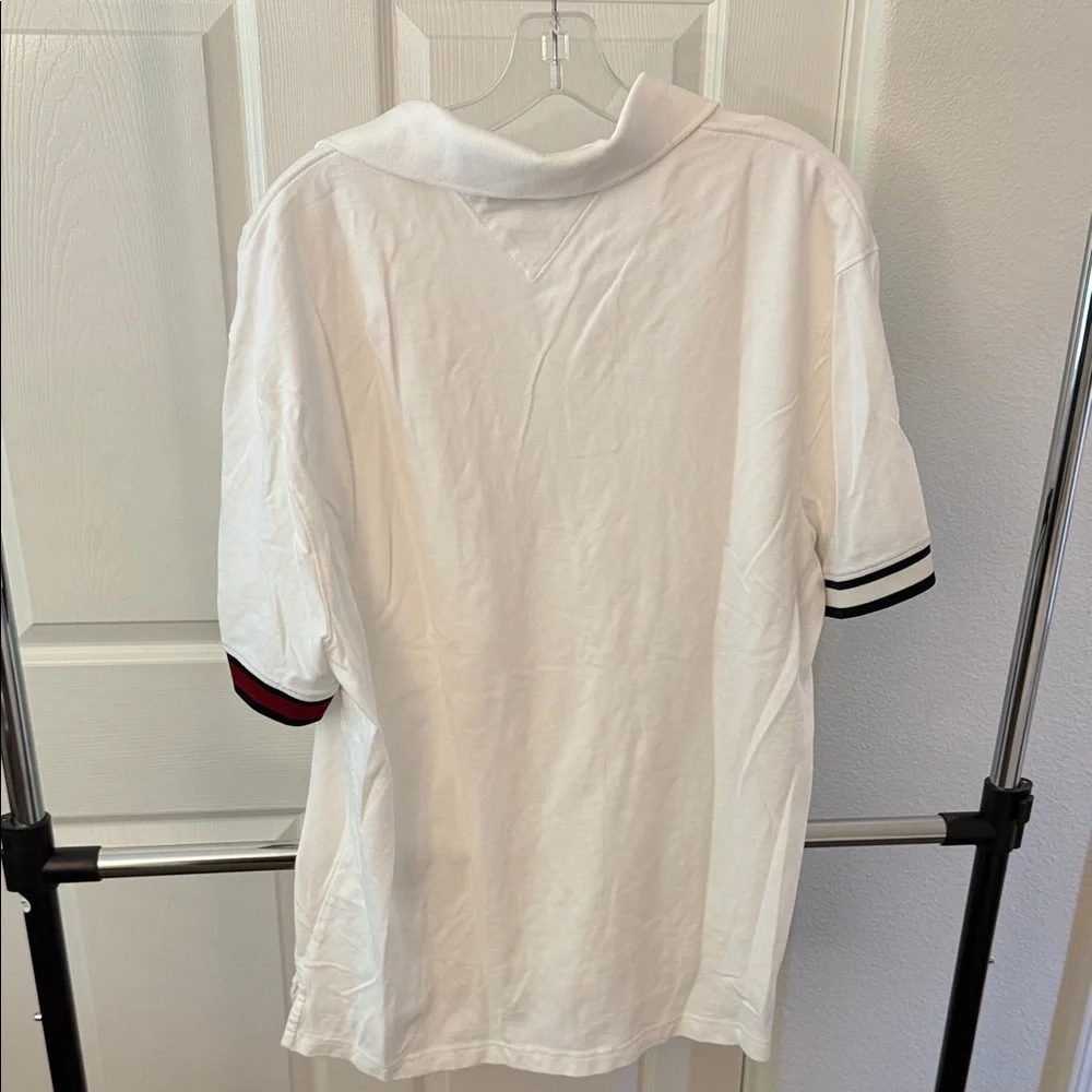 Tommy Hilfiger White Polo Shirt with Red and Blue Accents - Picture 5 of 5